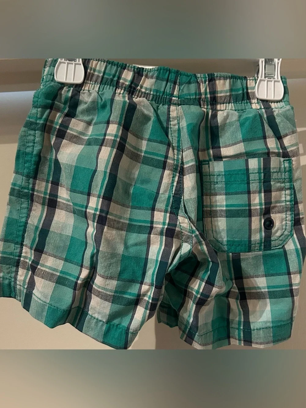 Gymboree Vintage Green Plaid Swim Trunks with Mesh Lining-Size 12-18 months